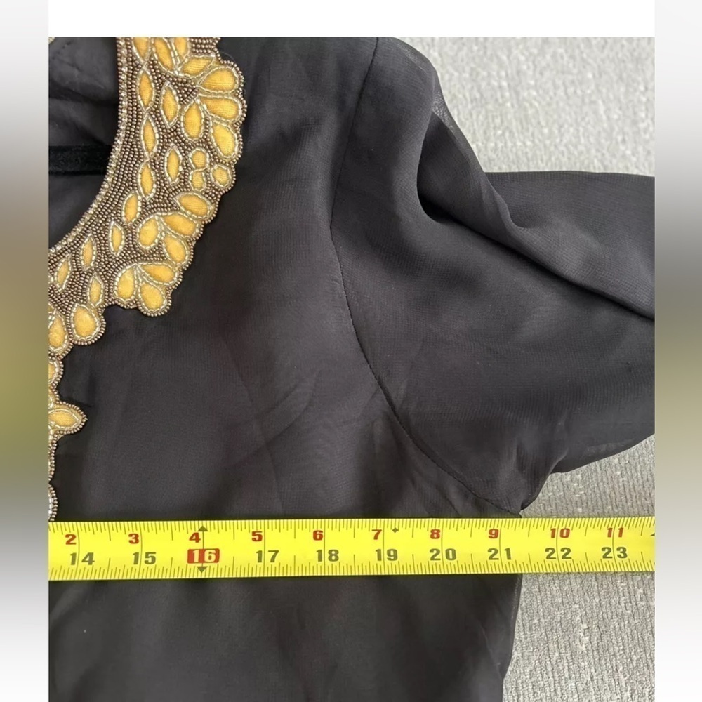Black Embroidery Velvet Beaded  Tunic Lagenlook Dress S/M - Picture 14 of 14
